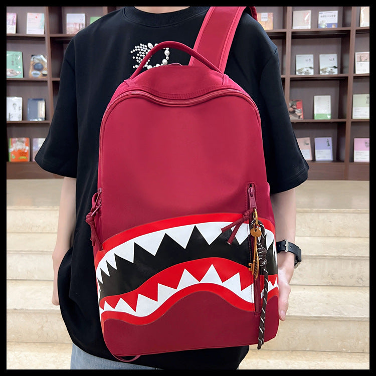 New Fashion Shark Backpack for Students, Large Capacity Outdoor Waterproof Lightweight Trendy Men's Backpack