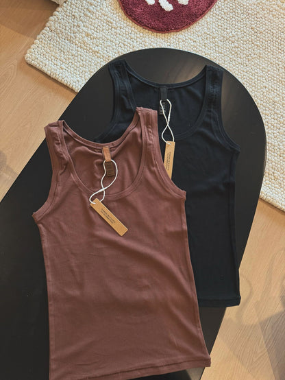 Ski **Kardashian Cotton Rib European and American 2025 Women's Spring Sports Vest Sleeveless Slim Modal