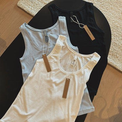 Ski **Kardashian Cotton Rib European and American 2025 Women's Spring Sports Vest Sleeveless Slim Modal