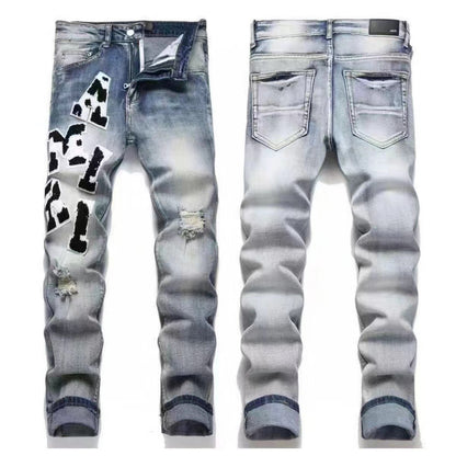 GMAM Heavy Craft Washed Distressed High Street Embroidered Unisex Jeans