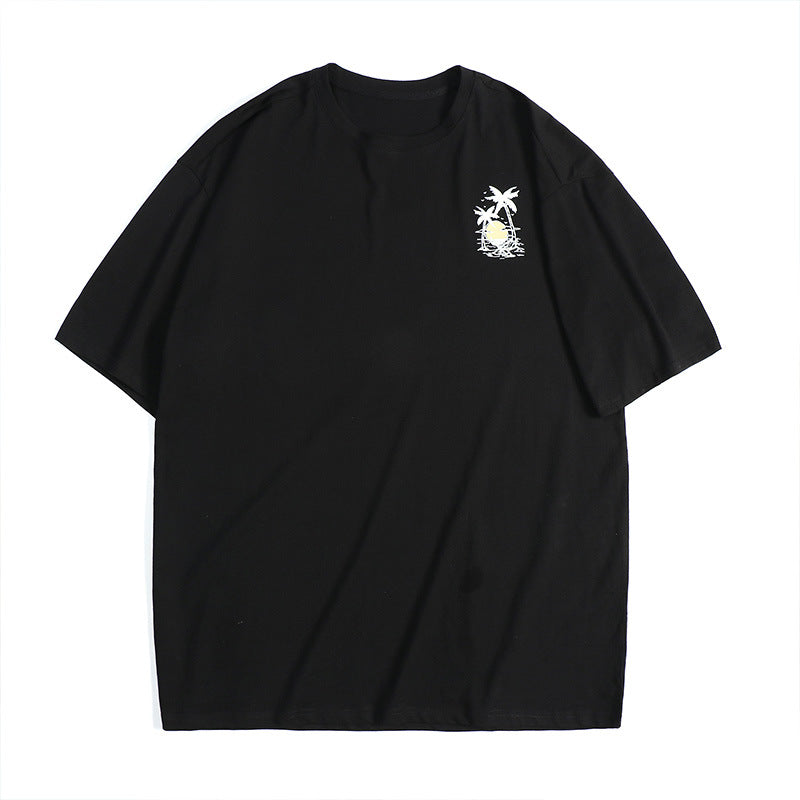 Trendy Fashion Casual Plus Size Men's Short Sleeve T-Shirt Round Neck Fat Man Plus Size Short Sleeve Base Shirt Cotton Sweat-Absorbing Shirt