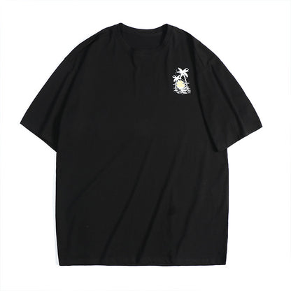 Trendy Fashion Casual Plus Size Men's Short Sleeve T-Shirt Round Neck Fat Man Plus Size Short Sleeve Base Shirt Cotton Sweat-Absorbing Shirt