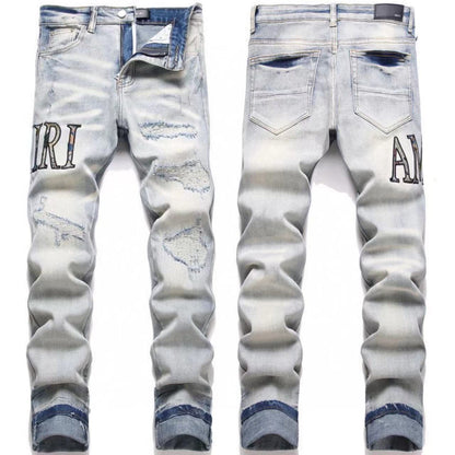 GMAM Heavy Craft Washed Distressed High Street Embroidered Unisex Jeans