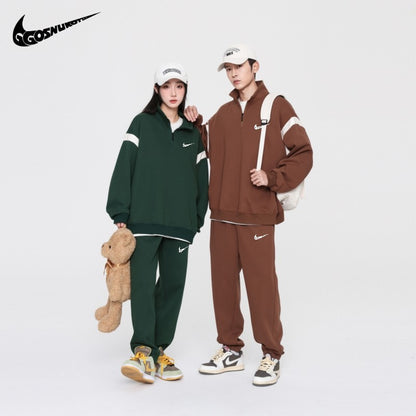 Men's 2024 Sports Casual Set Unisex Autumn Trendy Sweatshirt Long Pants Student Loose Running Two-piece Set