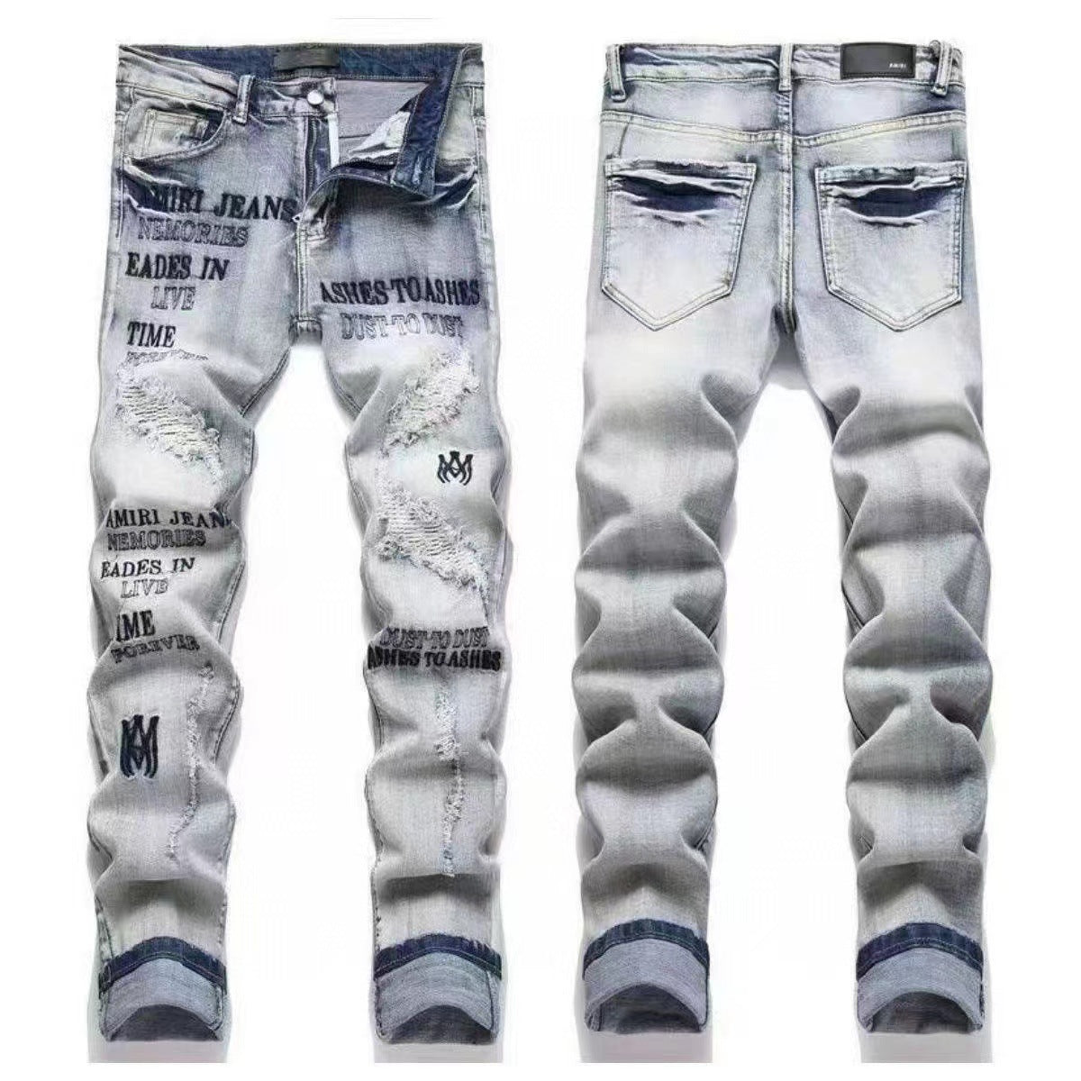 GMAM Heavy Craft Washed Distressed High Street Embroidered Unisex Jeans