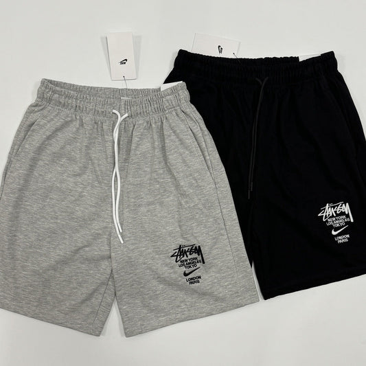 High-end Pure Cotton Summer Lightweight Straight Embroidered Printed Casual Pants Sports Pants AJ Flying Logo Versatile Five-point Pants