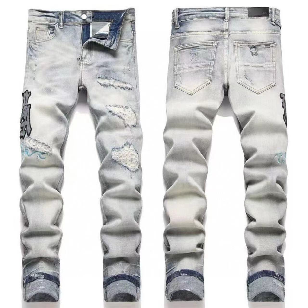 GMAM Heavy Craft Washed Distressed High Street Embroidered Unisex Jeans