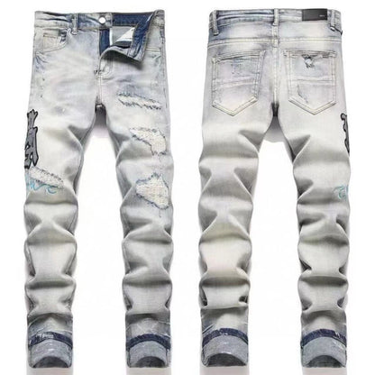 GMAM Heavy Craft Washed Distressed High Street Embroidered Unisex Jeans