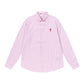 Trendy Brand Am* Small Heart Embroidered Shirt Casual Loose Fit Unisex Couple Style Amy Cotton Long Sleeve Top