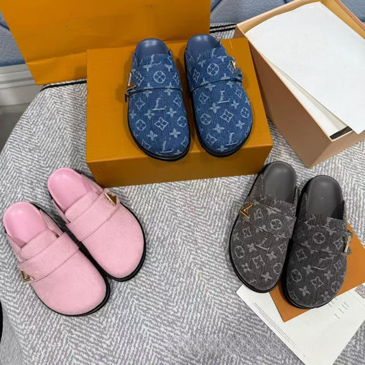 GMabcd Closed-Toe Shoes 2025 Retro Style Thick Sole Height-Increasing Buckle Casual Slip-On