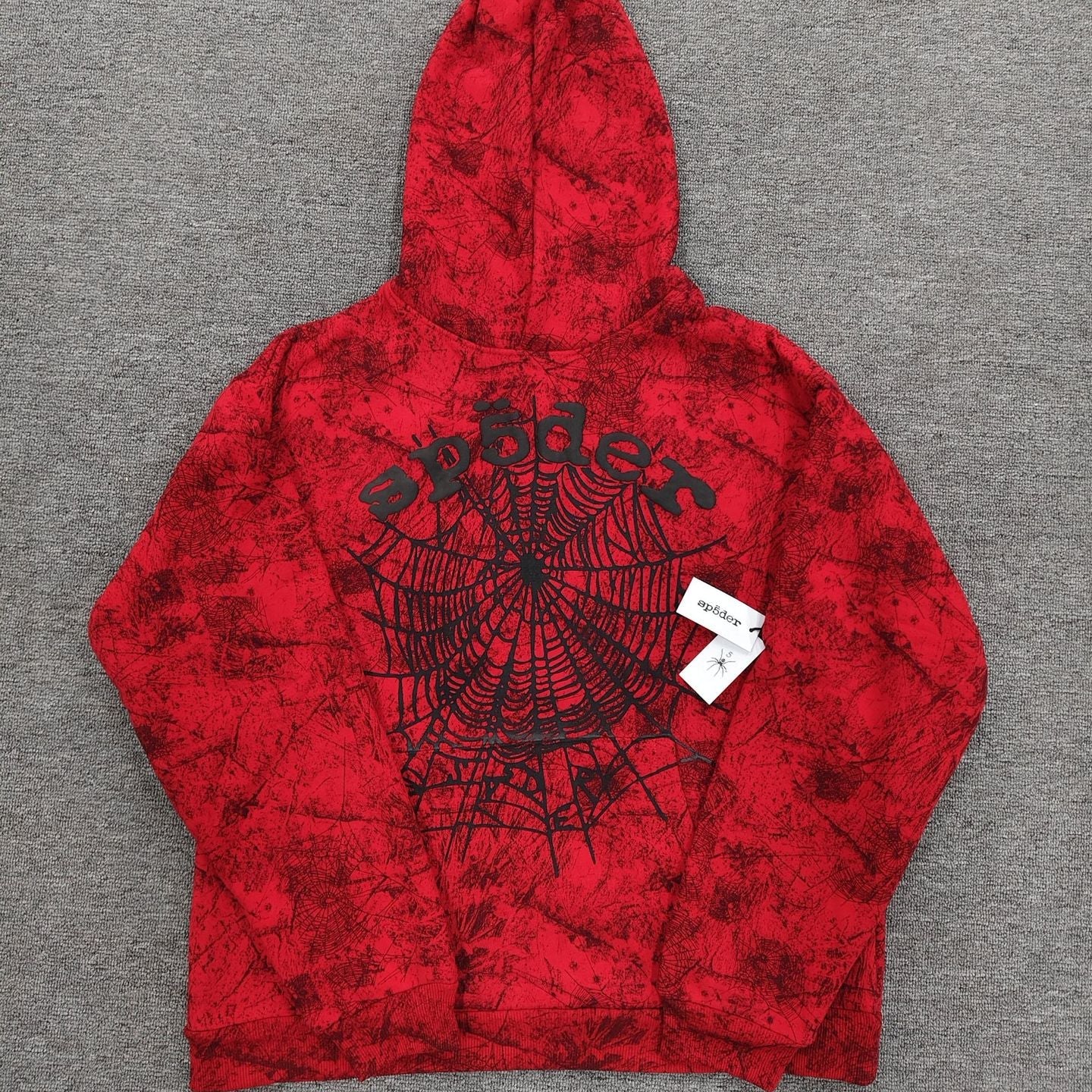 GMabcd Hoodie Casual Loose Red Branch Camouflage Spider Web Sp5der Sweatshirt Men's Export