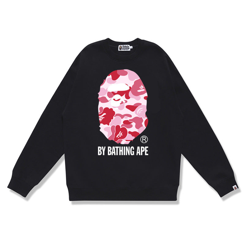 GMabcd Terry Sweatshirt for Men, Autumn and Winter Long Sleeve Letter Print Loose Round Neck Pullover Casual Top Trendy