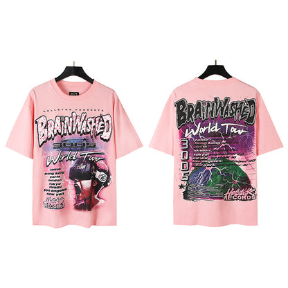 [3]2025 Summer New American Fashion Brand Male and Female Couples Wear plus Size Loose Pullover Short Sleeve T-shirt Youth Tee