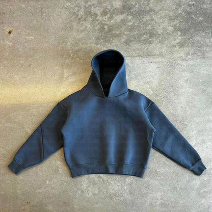 Casual Simple Couple Fashion Hoodie Sweatshirt Solid Color Loose Sweatpants