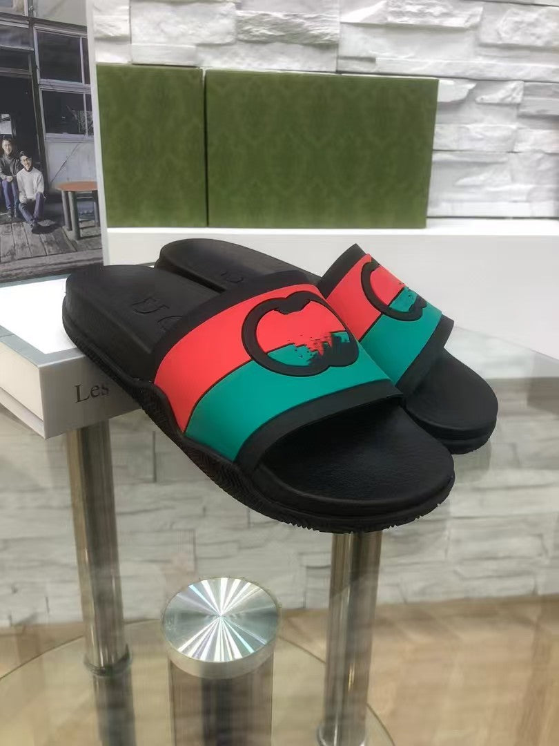 Summer Stripes Slippers Indoor and Outdoor Korean Style Couple Word Non-Slip Bathroom Home Fashion Trend
