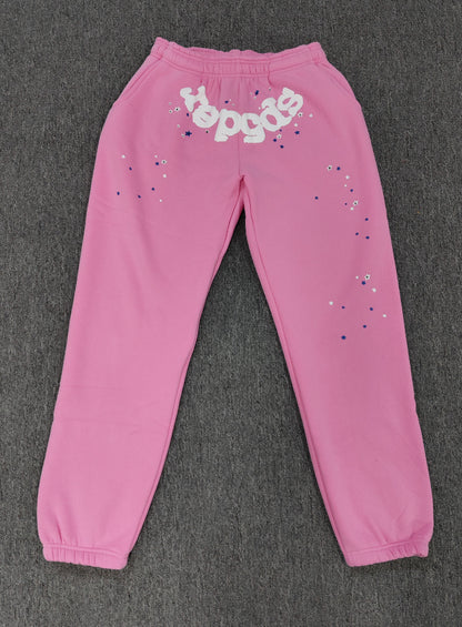 [Fleece Lined]Young Thug American Style Brand Sp5DER 555555 Spider Web Foam Print Casual Unisex Sweatpants
