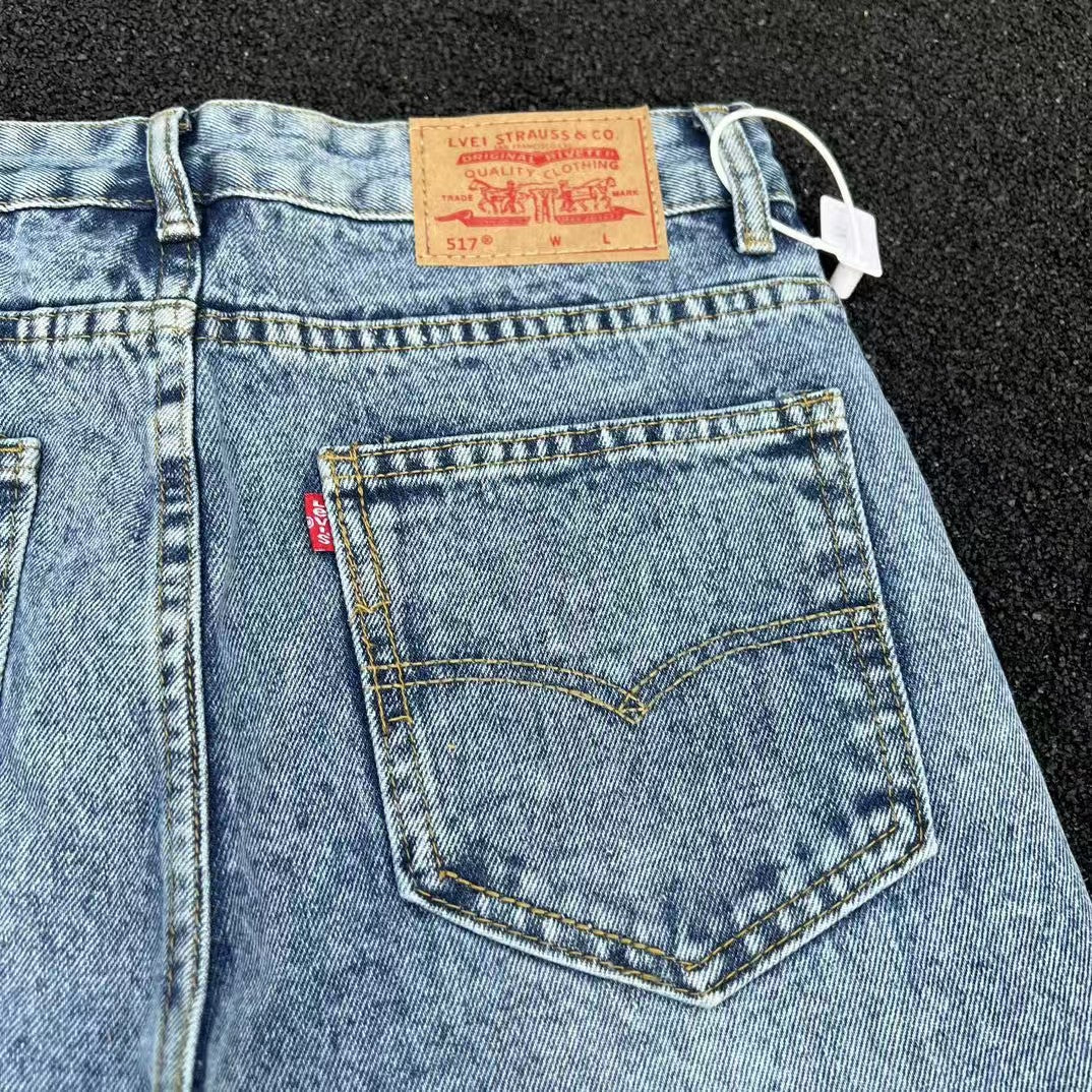 Cleanfit Ice Blue Marble Style Washed Vintage Flared Jeans Distressed Vibes