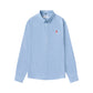 Trendy Brand Am* Small Heart Embroidered Shirt Casual Loose Fit Unisex Couple Style Amy Cotton Long Sleeve Top
