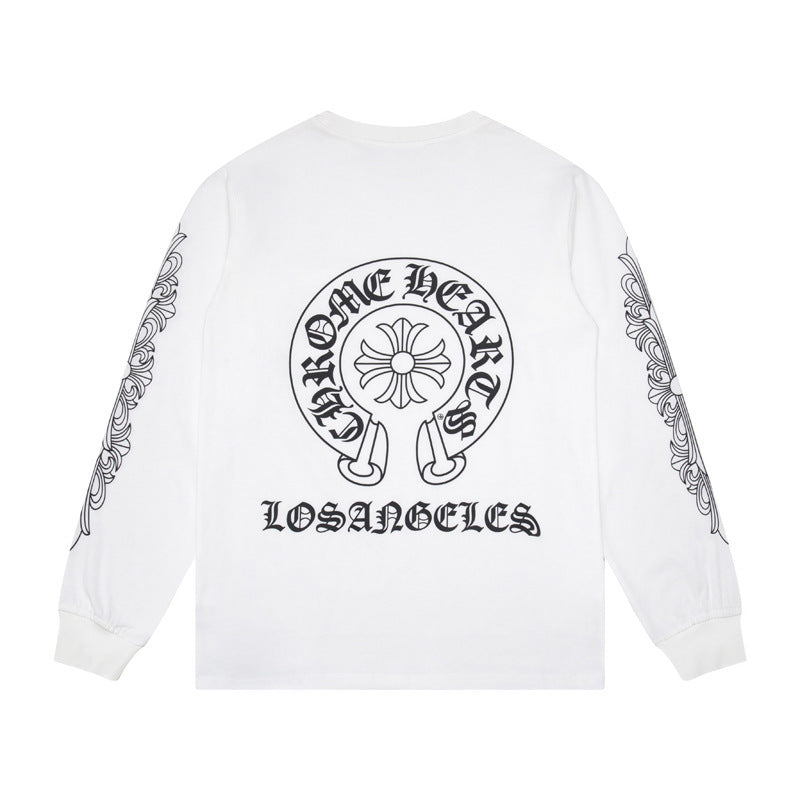 Ch Heart High-Quality Double Yarn Pure Cotton Unisex Printed Long Sleeve T-Shirt