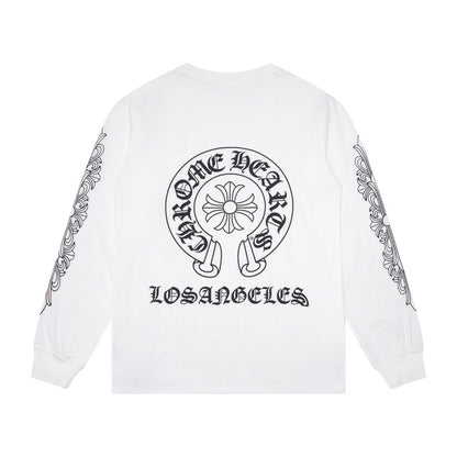 Ch Heart High-Quality Double Yarn Pure Cotton Unisex Printed Long Sleeve T-Shirt