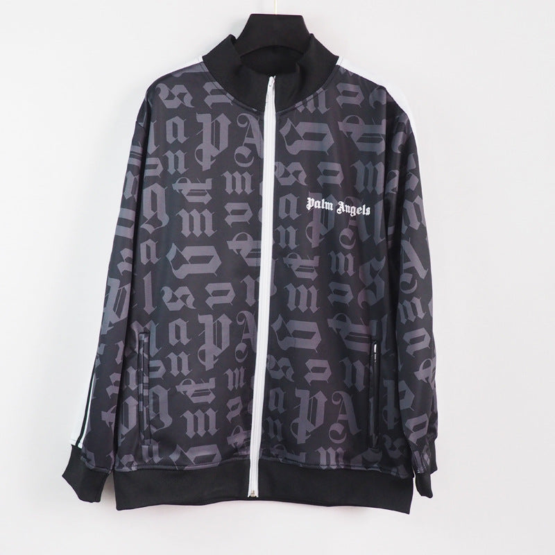 24SS Retro Trend Angel Color Block Embroidered Casual Jacket Top Jacket Set Long Pants Sweatshirt Trend