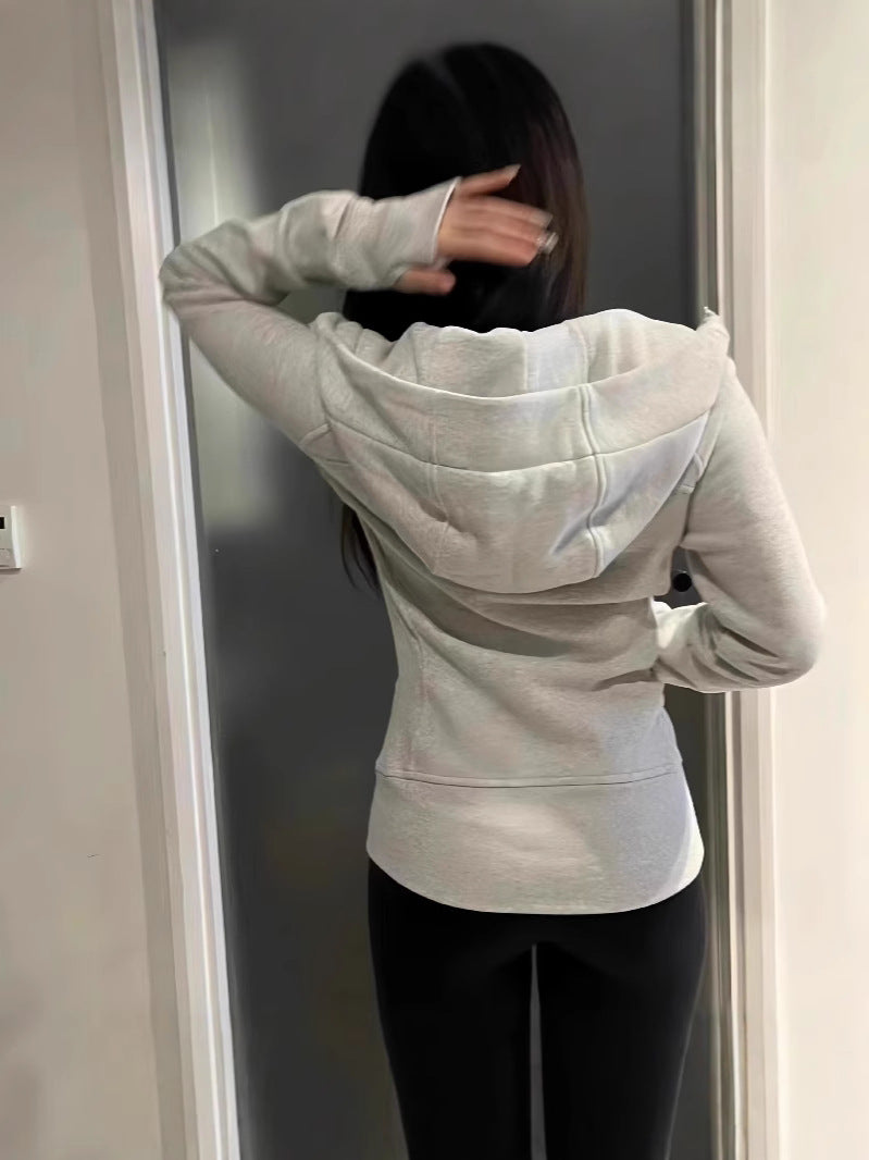 Lulu Same Style Scuba Women's Zipper Hooded Sweatshirt Autumn Winter Women's Outdoor Casual Warm Top Sports Jacket