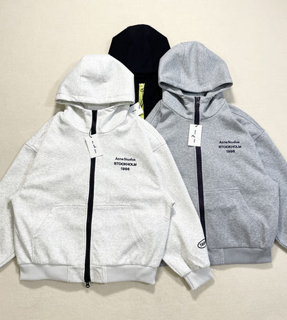 1996 Embroidered Logo Letter Zip-Up Loose-Fit Unisex Hooded Sweatshirt (Part 2)