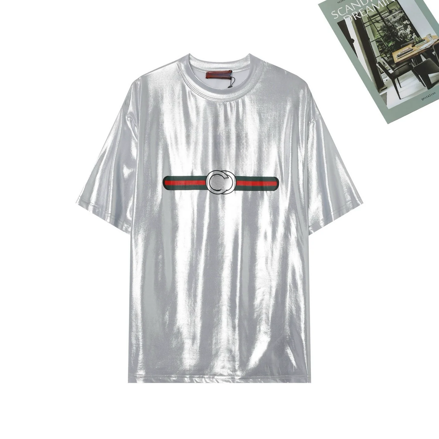 2025 New Design Men's and Women's Matching Ice Silk Cotton Short Sleeve T-shirts, Silver and Gray Dual-color Ultra-Chic Short Sleeves