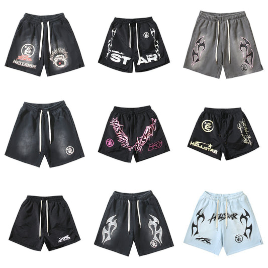 Washed Vintage Casual Shorts 2024 Summer New European and American Trendy Brand Five-Point Shorts（2）