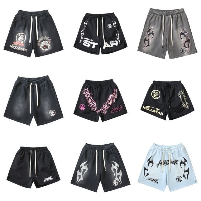 Washed Vintage Casual Shorts 2024 Summer New European and American Trendy Brand Five-Point Shorts（2）