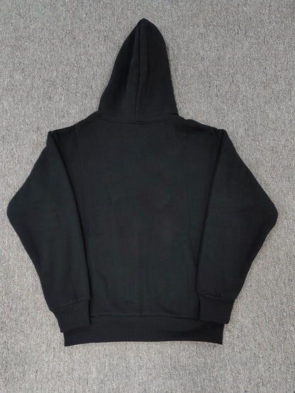 Trendy Brand Hoodie Casual Jacket Letter Black Strap Rhinestone Zipper Sp5-der Sweatshirt Men