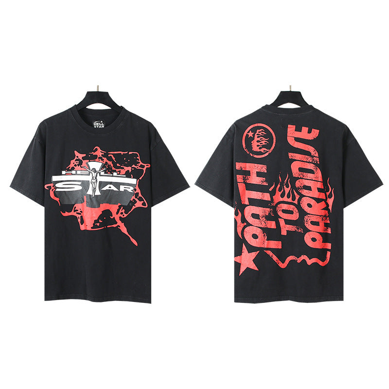[2]2025 Summer New American Fashion Brand Male and Female Couples Wear plus Size Loose Pullover Short Sleeve T-shirt Youth Tee