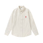 Trendy Brand Am* Small Heart Embroidered Shirt Casual Loose Fit Unisex Couple Style Amy Cotton Long Sleeve Top