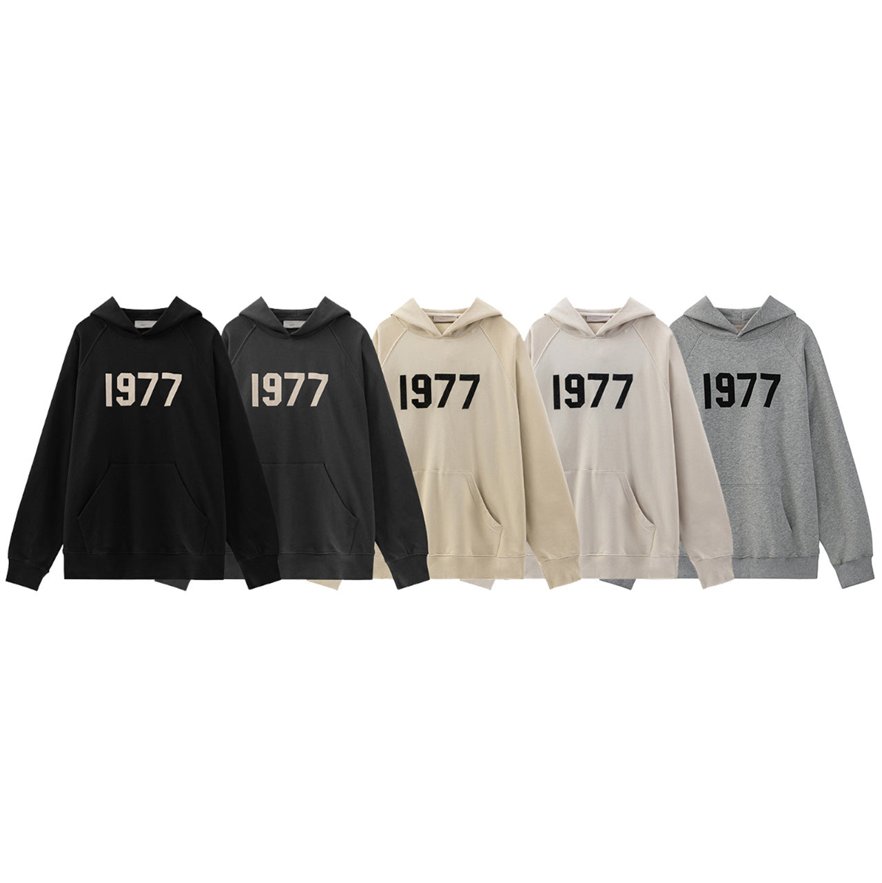 2025 New FOG 1977 Flocked Print Digital High Street European and American Style Sweatshirt Loose Casual Pants Unisex Set