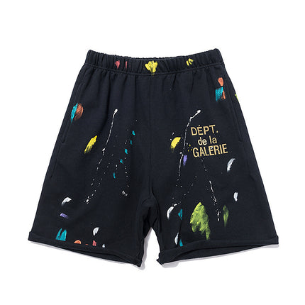 Ink Splash Graffiti Shorts for Men, Teenagers, European and American Trendy Brand, Casual Five-Point Shorts, Summer Workwear