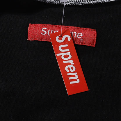 ss25supreme Crew Neck Short Sleeve American Style Trendy Classic Football Shirt Patchwork Ribbed High Street Top T-Shirt Unisex