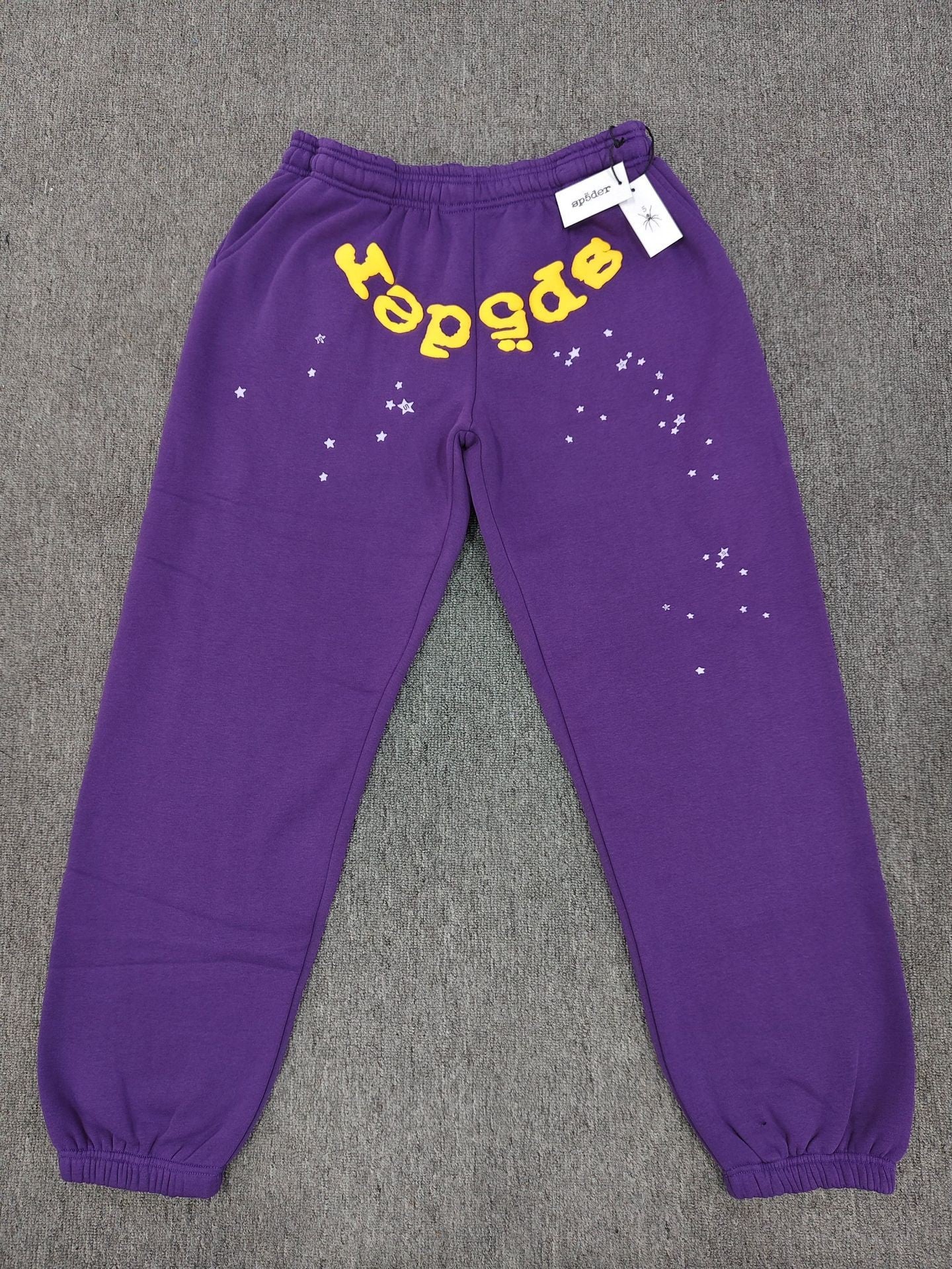 [Fleece Lined]Young Thug American Style Brand Sp5DER 555555 Spider Web Foam Print Casual Unisex Sweatpants