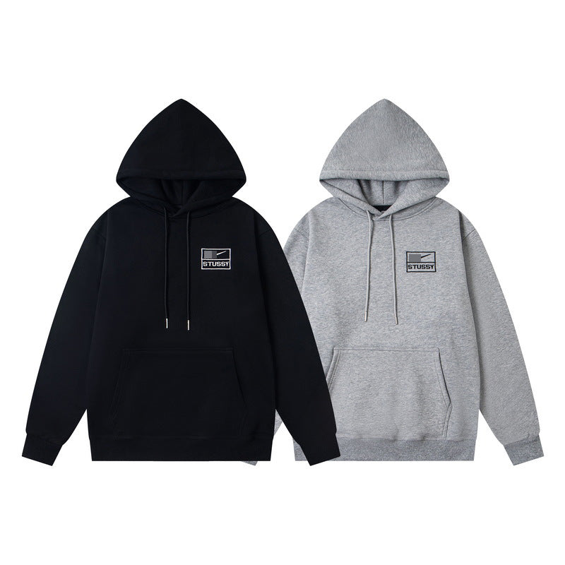 GMstuxN Letter Collaboration Hoodie Classic Letter Embroidery Hooded Sweatshirt Heavyweight Casual Jacket for Men