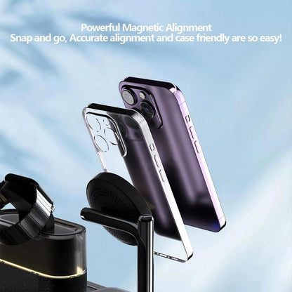 5-in-1 Wireless Charger for Smartphone, Wireless Multifunctional Charger with Clock, Magnetic Electronic Digital Wireless Charger Stand for iPhone 15/14/13/12, Apple Watch Series & Airpods, Mobile Phone Charging Accessories