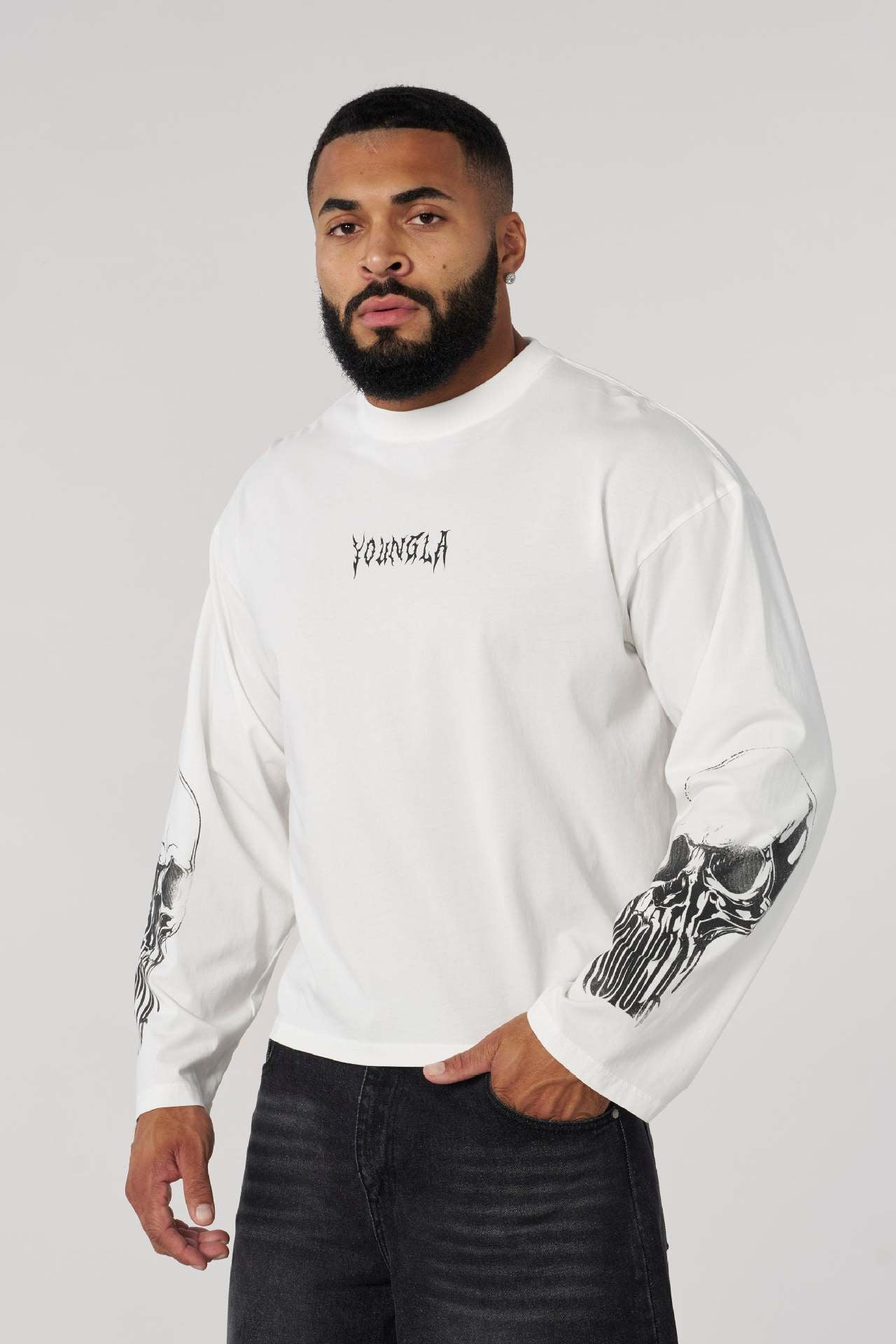 Young-La Autumn Long-Sleeved T-shirt Cotton round Neck Gym Exercise Workout Training Bottoming Shirt Men