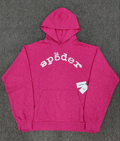 Hoodie Jacket Hip Hop Singer Same Fashion Casual Spider Rhinestone Sp5der Sweater [High Quality]