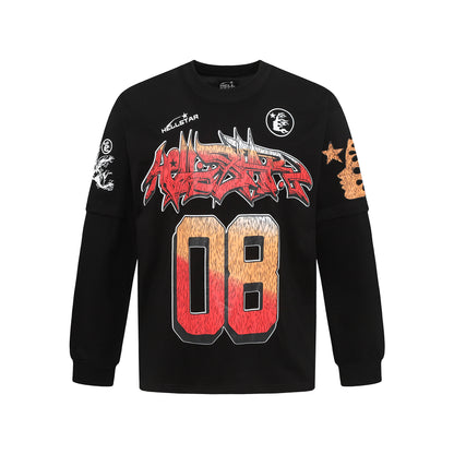 HS American Style Oversized Long Sleeve T-Shirt Autumn Base Shirt Men's Pullover Shirt