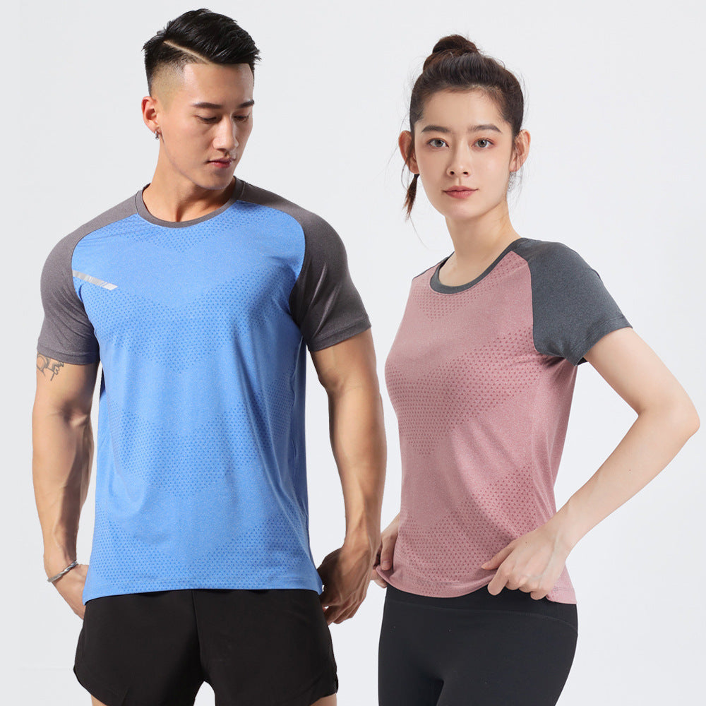 Unisex Breathable Lightweight Gym Short Sleeve Quick-Dry Top Fitness Sports Wear Ice Silk T-Shirt Stretch Short Sleeve