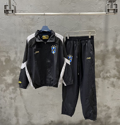 Gmabcd New Corteiz Alcatraz Embroidered Logo Woven Casual Sports Suit Spring Thin Long Pants with Zipper