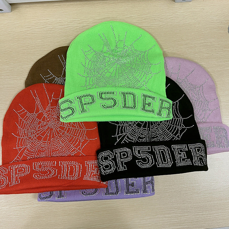 GMabcd Men and Women Couple Style Rhinestone Knitted Woolen Cold Hat All-match Hip-hop Hat