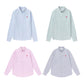 Trendy Brand Am* Small Heart Embroidered Shirt Casual Loose Fit Unisex Couple Style Amy Cotton Long Sleeve Top