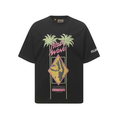 25SS Trendy Brand Palm Angel Flamingo Coconut Tree Print Short Sleeve T-Shirt Unisex High Street Half Sleeve