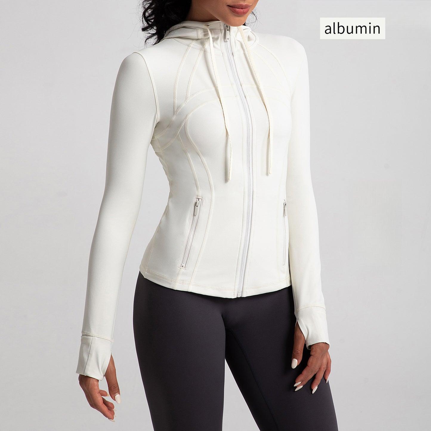 Athena Liu hooded yoga jacket for women, slim fit, zipper, running, fitness, sports jacket
