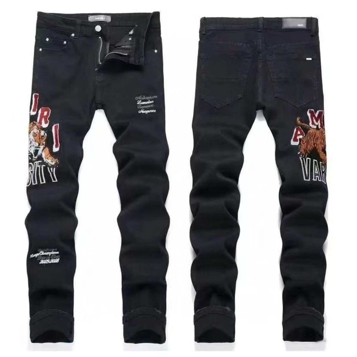 GMAM Heavy Craft Washed Distressed High Street Embroidered Unisex Jeans
