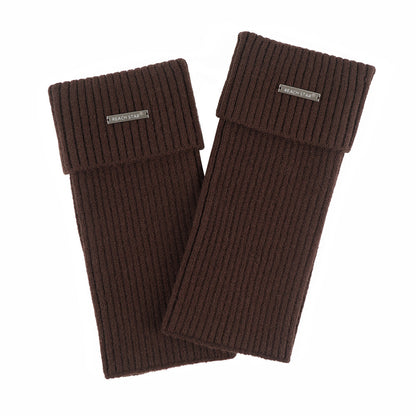 Autumn and Winter Thick Warm Leg Warmer Knitted Leg Warmers Y2g Hot Girl Personality Metal Label Double Needle Thick Thread Flip Bunching Socks